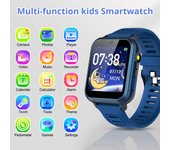 Reloj inteligente para niños, podómetro con 24 juegos de rompecabezas, pantalla táctil HD, cámara, reproductor de música, calculadora, linterna, 12/24 relojes para niños color rosa