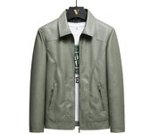 Chaqueta de cuero con solapa para hombre de otoño, abrigo de cuero lavado de PU coreano para hombre, chaqueta de cuero de talla grande para hombre L negro