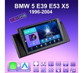 Radio para coche con Android Carplay de 2 DIN para BMW 5 E39 E53 X5 1996-2004, reproductor multimedia, unidad principal, navegación GPS estéreo, BT, WIFI, 2 + 32 GB 1+16GB