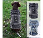 Chaqueta vaquera para perros, abrigo vaquero para perros pequeños, medianos, niñas y niños, ropa para cachorros, chaleco de solapa cómodo con anilla en D para correa L negro