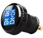 Monitor de presión de neumáticos con 4 sensores de tapa externos Sistema inalámbrico de control de presión de neumáticos TPMS negro