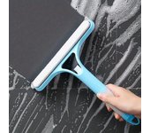 Cepillo de limpieza multifunción 3 en 1, limpiador de agua, rascador, escobilla de goma para el hogar, herramienta de limpieza de vidrios para ventanas de automóviles con botella rociadora 1PCS azul