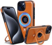 Funda de teléfono con soporte de anillo magnético de cuero PU para iPhone 12, 13, 14, 15 Pro Max, 14, 15 Plus, funda de carga inalámbrica magnética Magsafe For iPhone 12