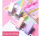 Perforadora pequeña de un solo anillo, perforadora de papel de 1 agujero, perforadora portátil de agujeros redondos, suministros de encuadernación para oficina y escuela, papelería color rosa