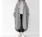 Gabardina con capucha y chaqueta de longitud media para mujer de otoño e invierno S rojo