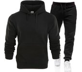 Conjuntos de sudaderas con capucha de invierno para hombre, sudaderas con capucha de polar a la moda, pantalones negros, chándal informal, sudadera para mujer XS