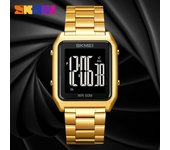 Reloj electrónico con correa de acero para hombre, con pantalla grande y diseño cuadrado, ideal para estudiantes. plata