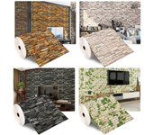 Papel tapiz autoadhesivo 3D de 70cm x 1m, pegatinas para paredes de ladrillo impermeables continuas, decoración del hogar para sala de estar, dormitorio, pared antigua 70cm X 1m