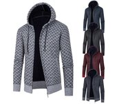 Suéter tipo cárdigan con capucha para hombre, chaqueta térmica de forro polar, otoño e invierno, suéter de hilo nuevo, chaqueta para hombre M