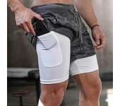 Pantalones cortos de running transpirables de secado rápido para hombre con bolsillo para teléfono - Diseño elástico de doble capa para verano 3XL camuflaje