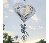 Campana de viento de hadas para jardín, campanas de viento colgantes, decoraciones para exteriores, campana de viento para boda, decoración rústica para habitación del hogar y casa de granja Kawaii 20x41cm plata