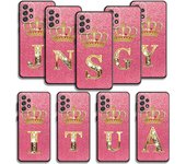 Funda con letras de corona de diamante rosa dorado para Samsung Galaxy A14 A73 A53 A71 A51 A31 A33 A22 A12 A21s A13 A32 A52s A72 A52 A23 Samsung A73 5G