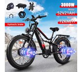 Lanzamiento de la nueva bicicleta eléctrica potente de 3000 W con una velocidad máxima de 72 km/h, la bicicleta eléctrica de doble motor con neumáticos anchos ES7pro