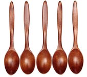 Lote de 5 uds de cuchara de madera para cocina, utensilio de cocina de bambú, herramienta para sopa, cucharadita, Catering marrón