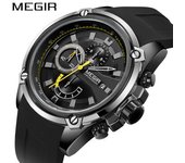 Reloj deportivo MEGIR con cronógrafo para hombre, relojes de cuarzo con fecha automática de silicona para hombre, reloj resistente al agua de marca de lujo para hombre oro