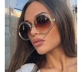Gafas de sol redondas de lujo para mujer, gafas de sol Retro de gran tamaño de diseñador de marca, gafas de sol para dama, espejo