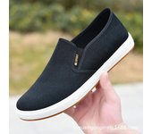 Zapatillas de lona informales para hombre, ligeras, sin cordones, vulcanizadas, cómodas, para hombre, nuevas zapatillas negras 44 azul