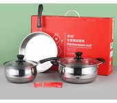 Juego de utensilios de cocina de acero inoxidable, juego de ollas para leche, olla para sopa, sartén, utensilios de cocina, juego de regalo plata