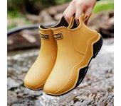 Botas de goma de moda para hombre, botas de lluvia de tendencia para hombre, zapatos de plataforma para exteriores, botines de trabajo impermeables y cálidos para hombre. 36