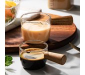 Mini taza de leche de vidrio, plato de sabor, café multifuncional resistente al calor, Mini taza de leche, plato de salsa de vidrio, plato de vinagre, salsa con mango 50ml