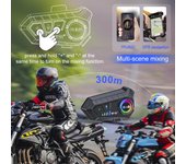 1/2x Intercomunicador con Bluetooth 5.3 para casco de motocicleta, impermeable, 300 m, altavoz