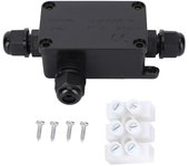 Caja de conexiones de terminales a prueba de agua, color negro, PC Mini, 1 entrada y 2 salidas para exteriores, IP66, 3?6.5mm