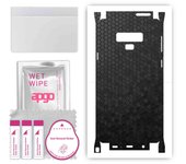 apgo Protective Skin Sticker for the back+sides compatible with Samsung Galaxy Note 9, Full Wrap Film, Foil, Vinyl - Pattern Black Honeycomb