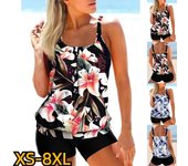 Traje de baño tankini de dos piezas para mujer, novedad de 2024, ropa de playa con estampado de moda, traje de baño femenino de verano, monokini sexy de cintura alta. 5XL rojo