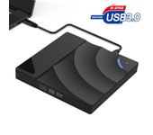 Unidad de CD DVD externa portátil delgada USB 3.0, grabadora y grabadora, transferencia de datos de alta velocidad, reproductor de unidades ópticas USB para PC, portátil, Apple Windows, etc. 15x15x2cm negro