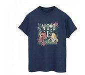Disney Camiseta de algodón con diseño de jardín frondoso de Alicia en el país de las maravillas para mujer/señoras 5XL azul marino