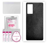 apgo Protective Skin Sticker for the back compatible with Vivo X60 V2059A, Wrap Film, Foil, Vinyl - Pattern Black Leather