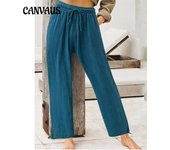 Pantalones de mujer Pantalones casuales de verano Pantalones de casa de color sólido para mujer 5XL negro