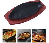 Plancha para freír carne, parrilla para barbacoa, sartén antiadherente con forma de pescado, sartén para gratinar D