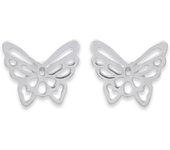 Les Trésors De Lily [E9088] - Boucles Argent 'Papillon Filigrane' argenté - 10x8 mm plata