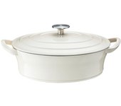 Olla de hierro fundido de dos asas Ishigaki Bon Bonaire Cocotte de gas IH de doble uso, ovalada, de 26 cm marfil