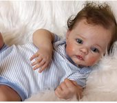 Muñeca bebé renacida Meadow de 49 cm, muñeca de piel delicadamente pintada en 3D con pelo enraizado a mano, juguetes de muñecas Cloth Body Doll