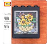 LOZ 1905 girasol lavanda violeta cesta de flores planta marco de fotos modelo DIY Mini bloques de construcción juguete para niños sin caja