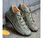 Botas de moto de moda para hombre, botas de cuero impermeables, botas de plataforma con cordones para invierno, nuevas botas altas para hombre, botas para hombre 41 verde oscuro