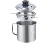 Recipiente para grasa de tocino Recipiente para aceite de cocina Lata con colador para almacenar aceite para freír carne y grasa para cocinar 1.8L