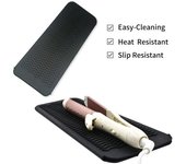 Estera de silicona resistente al calor, alisador de pelo, plancha plana, rizador, herramienta de diseño ondulado, rizador antideslizante, cubierta de aislamiento térmico negro