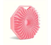 Cepillo de baño de silicona poligonal para fregar el cuerpo, cepillo de limpieza portátil para masajes y baños, herramientas para baños. color rosa
