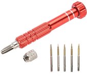 Kit de herramientas para reparar teléfonos, gafas y relojes con mango de destornillador con 5 puntas de precisión (rojo)