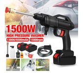 Pistola de lavado de coche recargable, pulverizador inalámbrico de alta presión para lavado de coche, pistola de agua eléctrica de 1500W para batería Makita 1*5 Battery