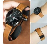 Correa de reloj con hebilla plegable magnética de silicona y cuero genuino de 20 mm y 22 mm para Huawei Gt2/Gt4/Gt3, Samsung Amazfit Watchgt3 Glory Magic 22mm verde