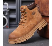 Botas Martin para hombre muy vendidas: Botas de trabajo con cordones, cómodas, transpirables y de suela gruesa, de color amarillo, para un uso versátil. Size 38