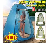 Tienda De ducha portátil para 3-1 personas, 150/120CM, ducha emergente, inodoro, cambiador, habitación De privacidad, tienda De Camping 1.2*1.2*1.9m/3 windows azul