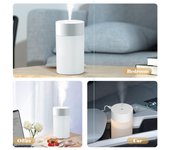 Humidificador de niebla de 260mL, difusor portátil colorido de luz nocturna, humidificador fresco y silencioso, USB de escritorio blanco