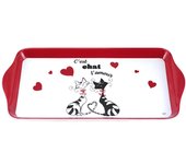 Les Trésors De Lily [A2554] - Bandeja para tartas de melamina 'Cats' negro rojo blanco - 30x15 cm (Es amor de chat) rojo