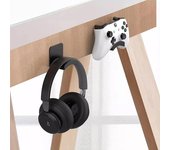 1 soporte universal para auriculares montado en la pared, soporte para controlador de juegos, estante de exhibición para auriculares, gancho para colgar debajo del escritorio para auriculares 1
