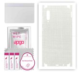 apgo Protective Skin Sticker for the back+sides compatible with Samsung Galaxy A30s, Full Wrap Film, Foil, Vinyl - Pattern White Fabric